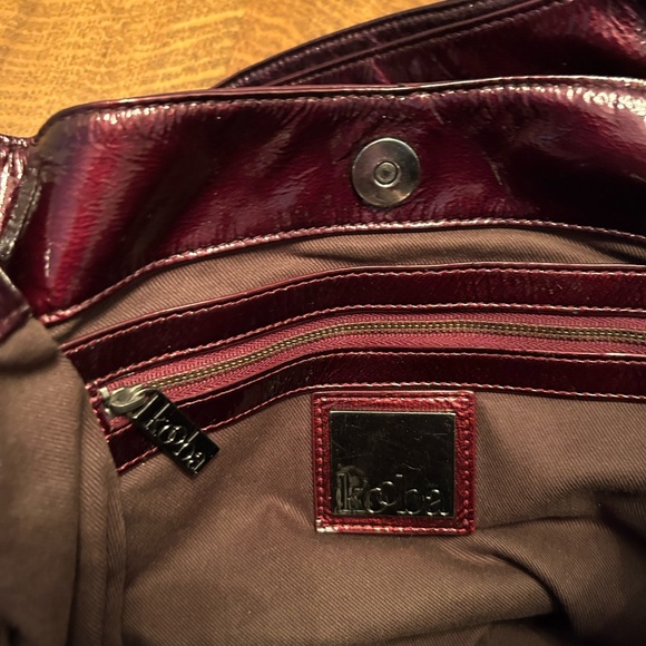 Kooba Elisha Bow Patent Leather Merlot Hobo Handbag - Picture 6 of 12